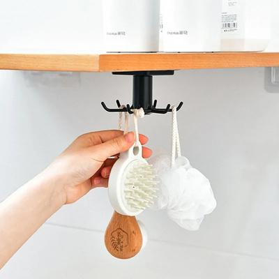 Ganci da cucina autoadesivi con rotazione a 360 gradi, 6 ganci, da parete, per casa, per borse, vestiti, cravatte, appendiabiti