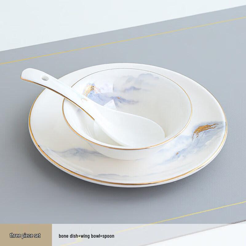 New Chinese Style White Porcelain Dining Set - Sunrise Golden Mountain
