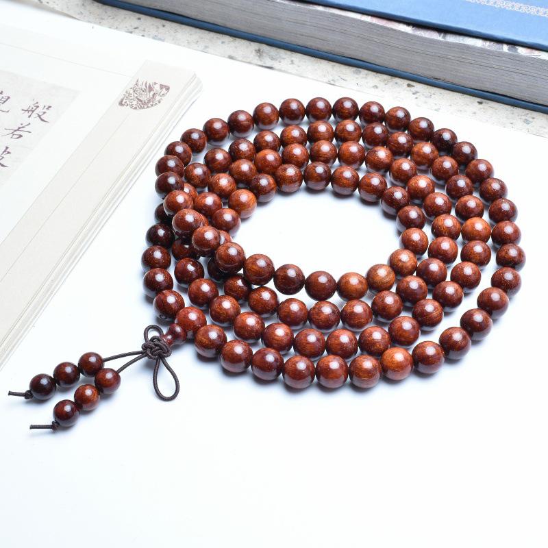 Venus Old Material Small-Leaf Red Sandalwood Prayer Beads Chain - High Oil Density, Unisex, New Chinese Style Decoration Gift