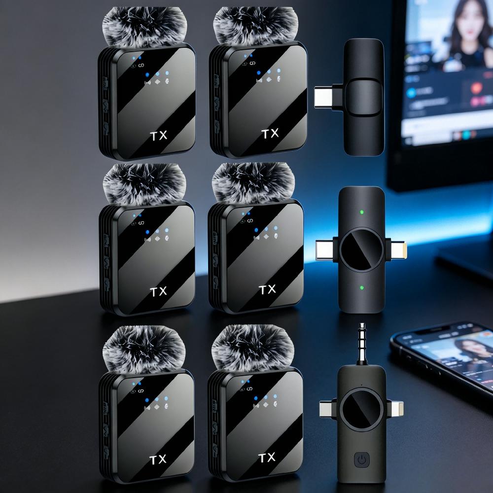 3-in-1 Universal Wireless Lapel Microphone, Noise Reduction Mic For Live Shooting, Compatible With iOS, Android, Computer