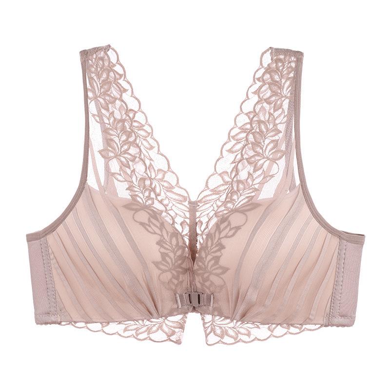 Wirefree Plus Size Front Closure Anti-Sag Push-Up Bra Set for Beautiful Back