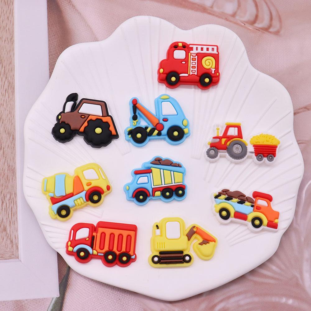 1Pcs PVC Mix Construction Vehicle Excavator Boys Buckle Clog Cool Children Cranes Car Shoe Charms Accessories Shoe Charm