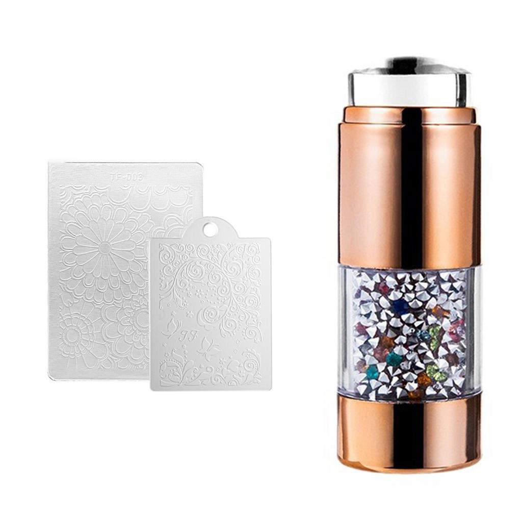 Clear Nail Art Stamper Set with 2pcs Scrapers Create French Nails Designs Easily