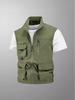 Men's Waterproof Quick-Dry Multi-Pocket Outdoor Photography Vest with Breathable Stand-Up Collar