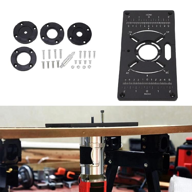 Lightweight Aluminum Router Table Insert Plate with 4 Insertion Rings For Crafting And Detailed Woodworking Tasks
