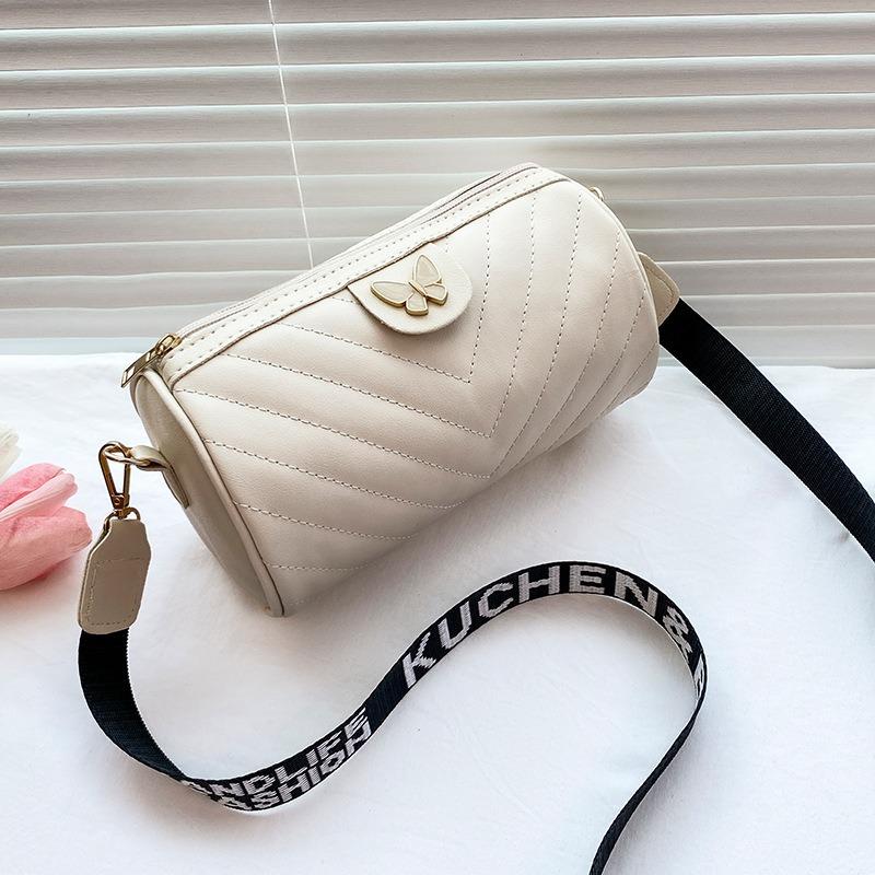 Cylinder women's bag spring and summer new v-pattern shoulder bag crossbody letter broadband pillow bag one piece hair
