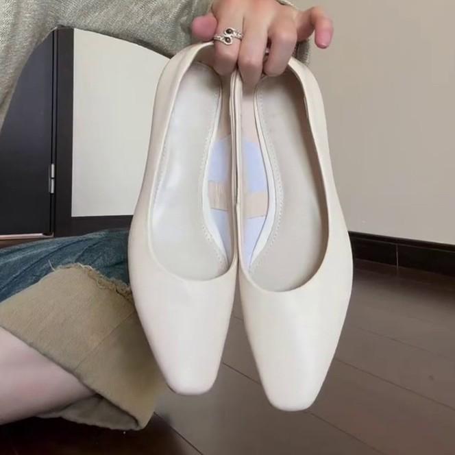 Sheepskin version~ Elegant and simple commuting versatile fashion light mouth thick heel single shoes women's retro temperament soft sole work shoes