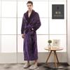Large Size Men's Autumn Winter Thicken Warm Soft Flannel Bathrobe Couple's Luxe Robe Long Sleepwear