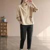Women's Retro Corduroy Stand-Up Collar Pullover Jacket - Loose, Slimming, Plus Size for Spring and Autumn