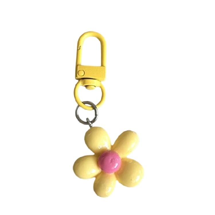 Lovely Five Petal Resin Accessory Giftworthy Keyring Accessory For Fashion Lover Lightweight Keyring Gift жёлтый