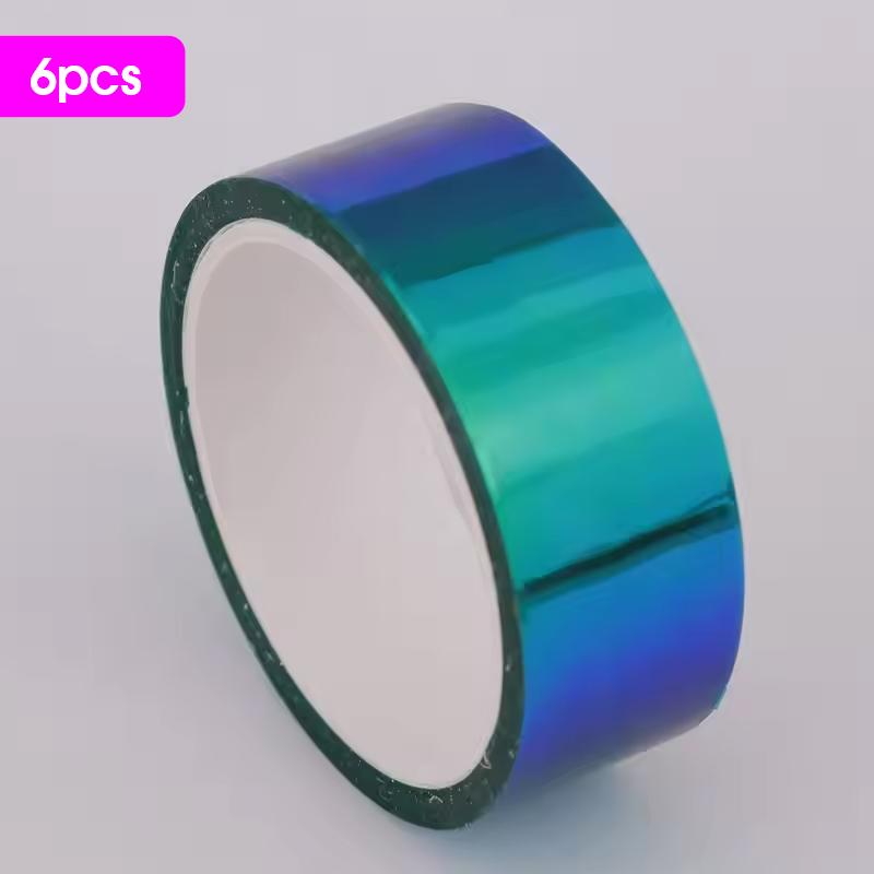 6pcs Laser Gradient Colors Adhesive Tape Set,Rainbow Decoration Waterproof,Pupil DIY Diary Embellish Gift Wrapping,Collage Paper