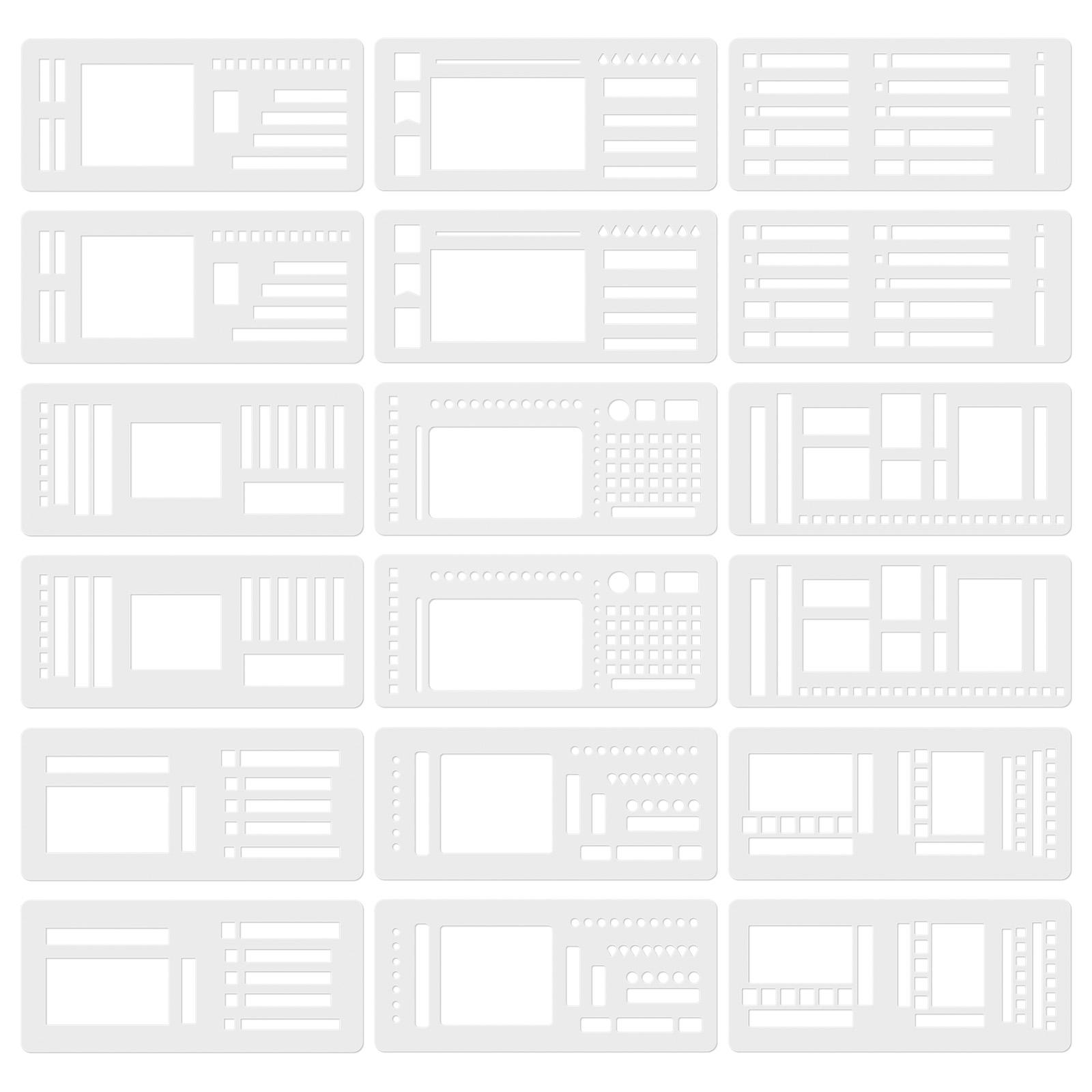 

18Pcs Planner Stencil Set Handmade Flexible Record Template DIY Journal Scrapbooking Plastic Stencil for Traveling Daily Use