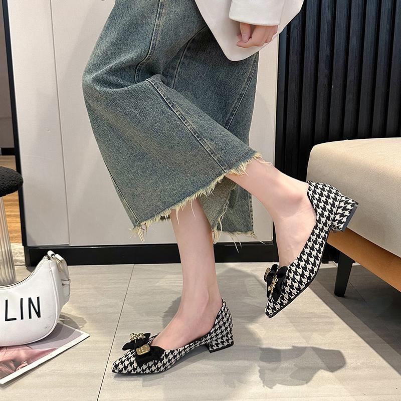 Fashion Women's Shoes 2024 Fashion Shallow Women's High Heels Hot Sale Butterfly-knot Office and Career Sexy Pointed Toe Heels Women
