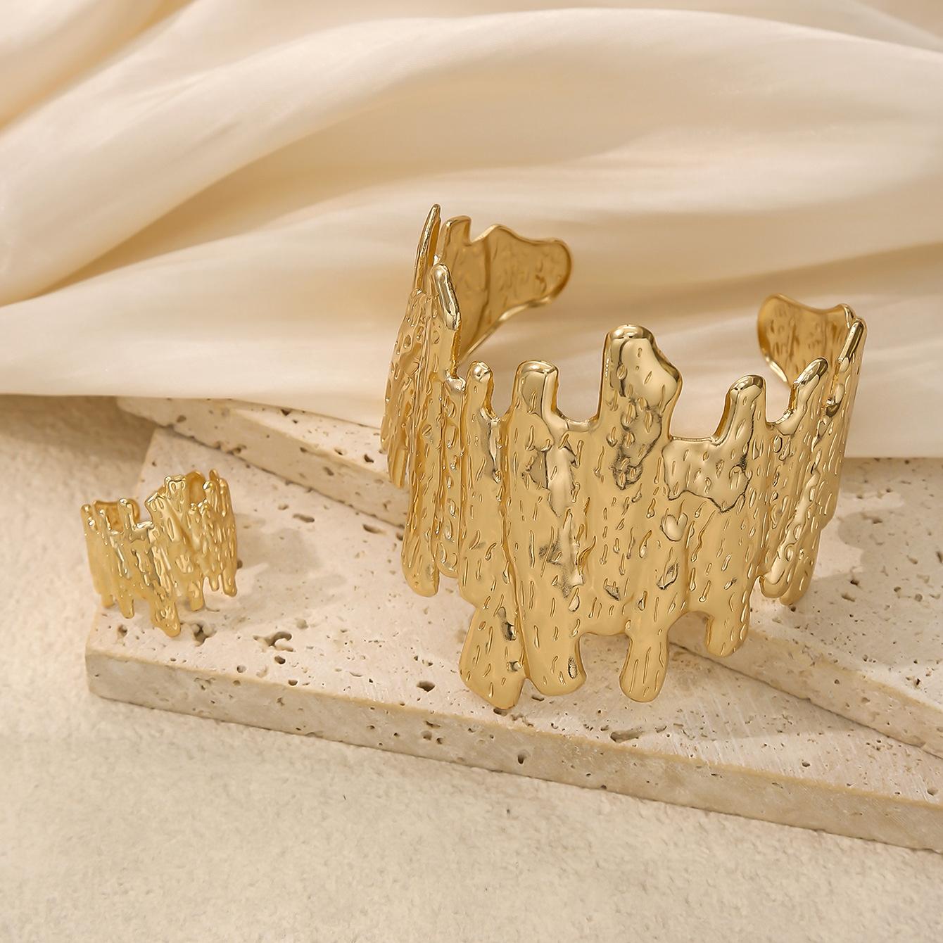 Popular irregular personality exaggerated opening bracelet ring set Xiyin hot-selling model