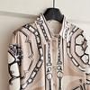 Light Luxury French Old Money Style Retro Rope Chain H Home Positioning Printing Long-sleeved Shirt Women's Fashion Shirt