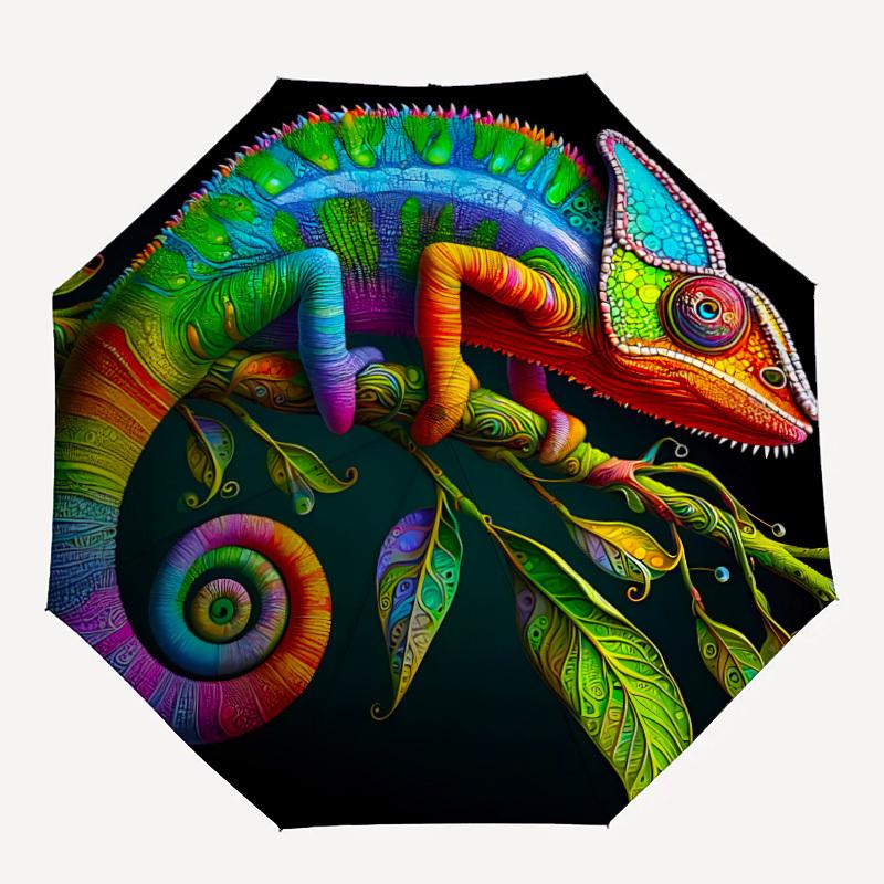 

1pc Chameleon Colors Automatic Folding Umbrella Compact 8 Rib Design, Durable Iron Frame for Travel, Outdoor, a0920096