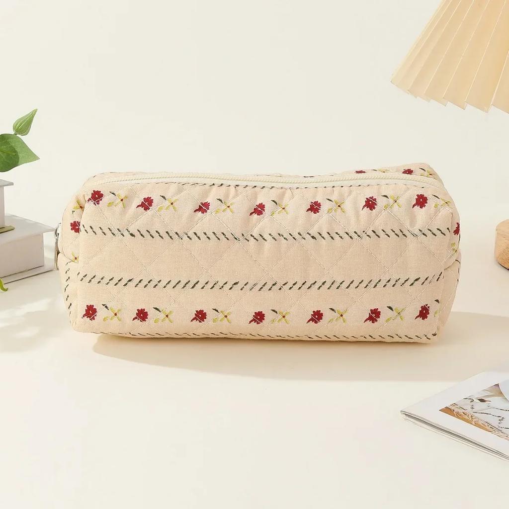 1pc Large Travel Multicolored Plaid Makeup Storage Bag Girls Brush Cosmetic Pouch Bag School Supplies Checkered Pencil Bag