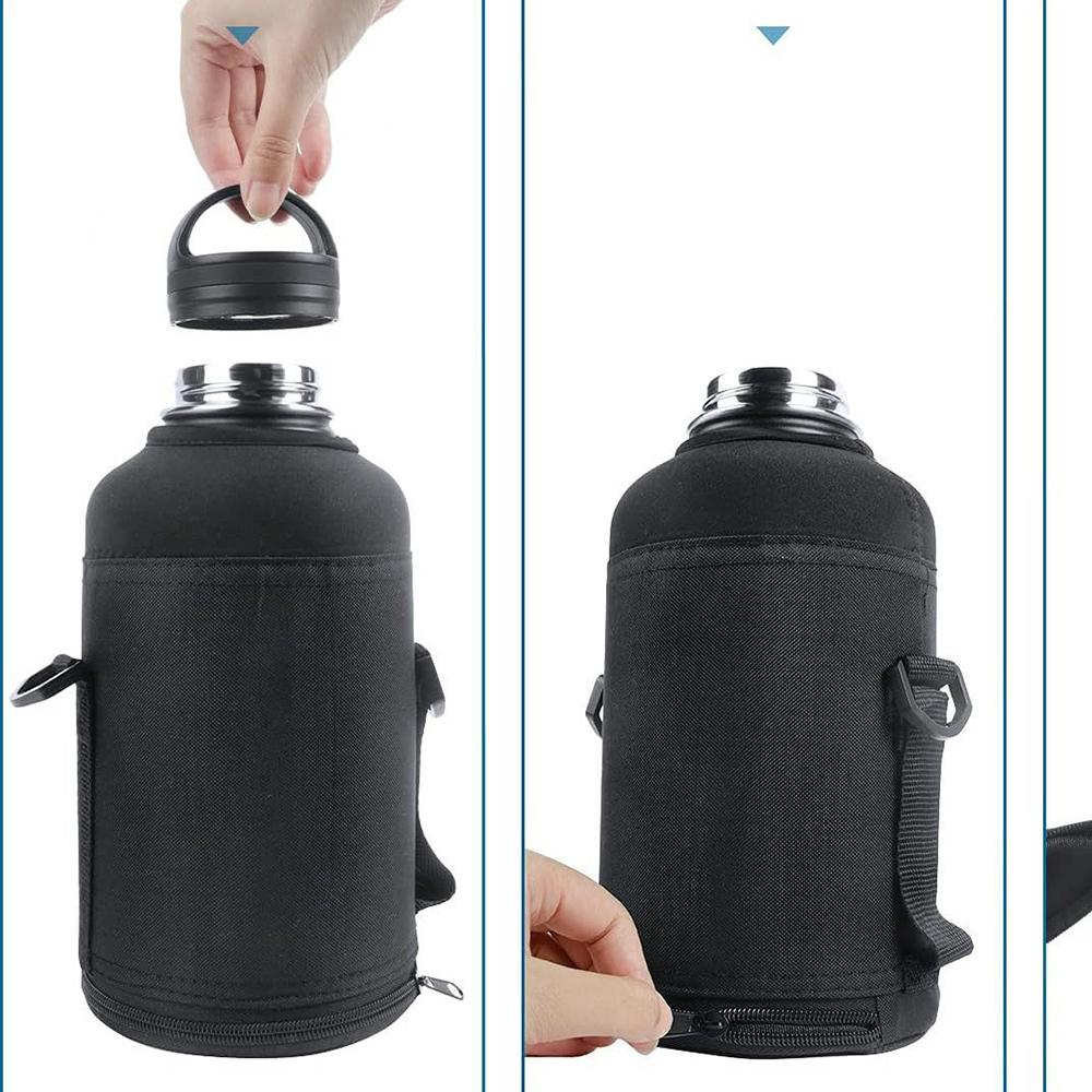 64oz / 128oz Insulated Sports Water Bottle Bag Holder Crossbody for Thermos Mug Vacuum Cup Protective Carrier Cover with Strap