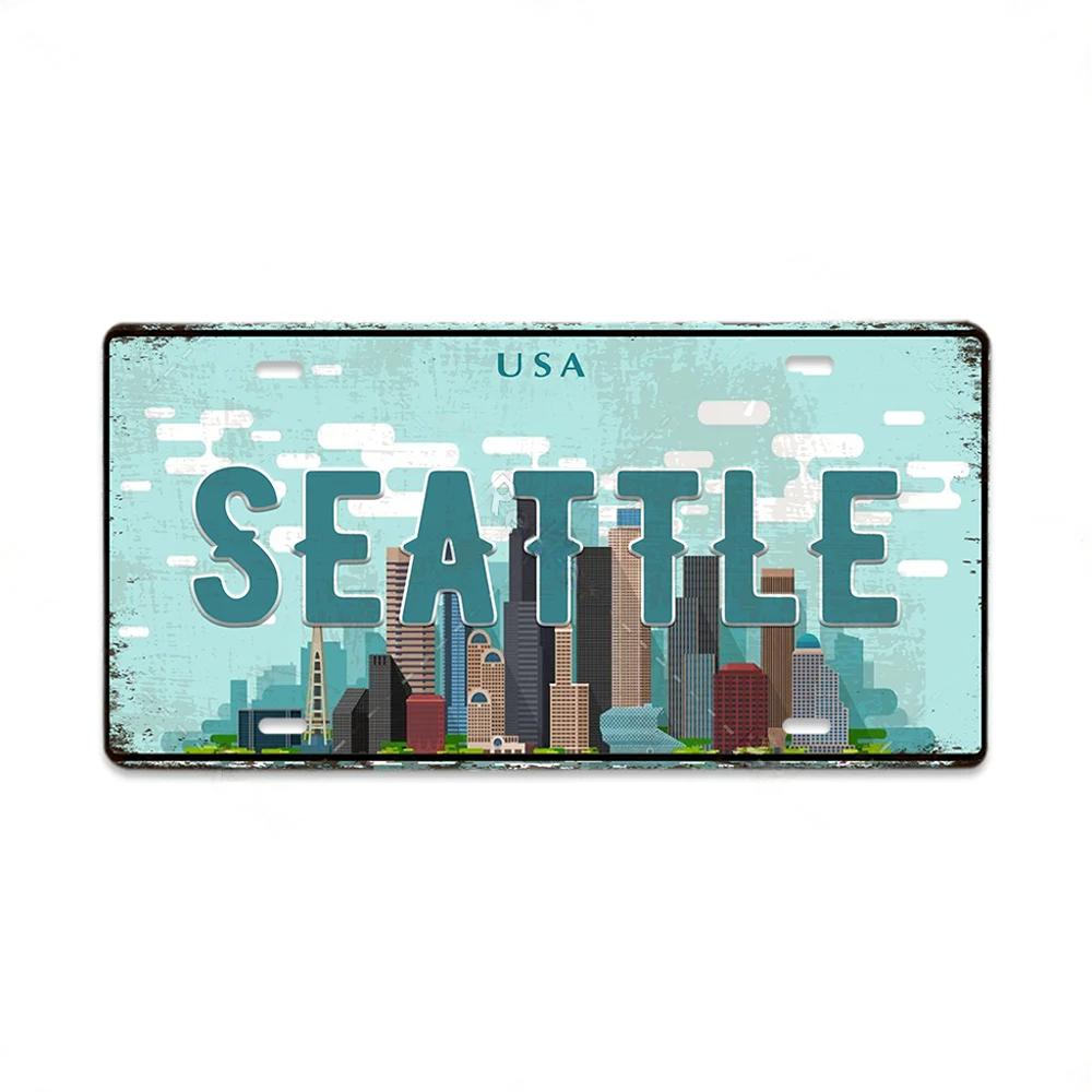 

Винтажные Кантри Металлические Знаки Постеры Номерные Знаки Декор для Гостиной Колорадо Лансинг Невада Огайо Вашингтон Табличка 15x30cm