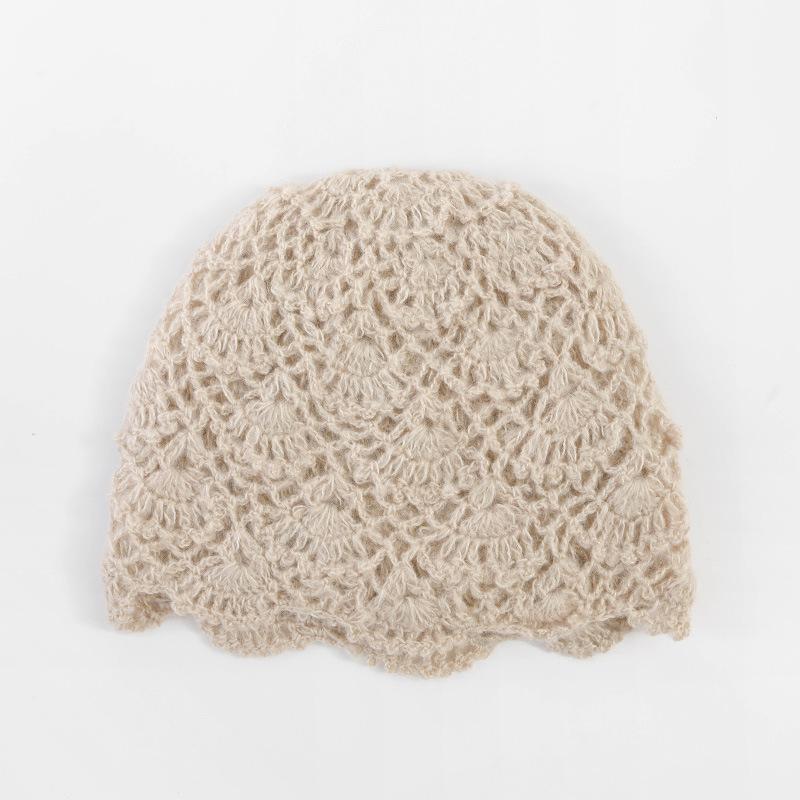 Beret women's autumn and winter handmade knitted wool hat double-layer warm and windproof retro niche stacked bag head cold hat