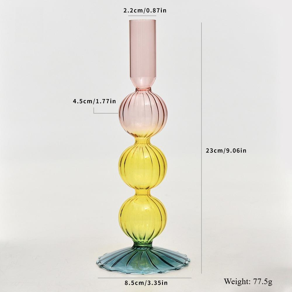 Creative European Style Colored Glass Candle Holder Taper Candlesticks Home Decoration Modern Nordic Living Room Decor