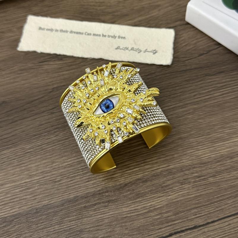 European and American Heavy Industry Burst Devil s Eye Sticker Diamond Wide Version Bracelet