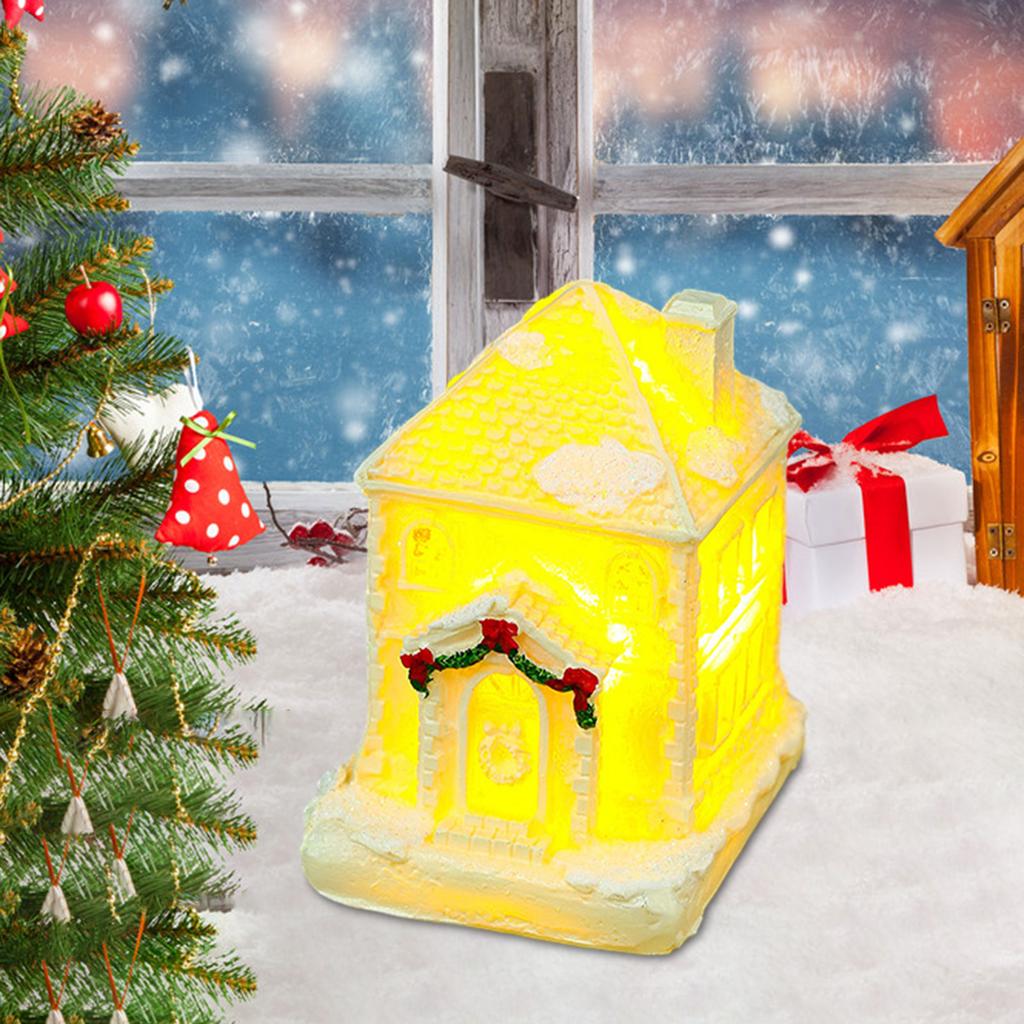 Christmas LED Light House Luminous Wooden Cabin Ornament Snow Scene Village Christmas Decoration For Home  New Year
