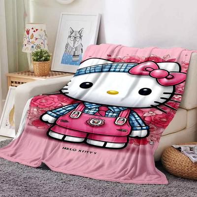 1pc HELLO KITTY Blanket Lightweight Flannel Throw for Sofa Bed Travel Camping Livingroom Office Couch Chair