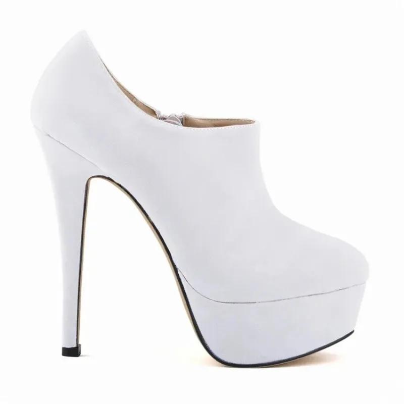 Women Ankle Boots Autumn Winter Flock Ultra High Heels Platform Pumps Stiletto Ladies Sexy Black Short Boots Shoes Plus Size 44