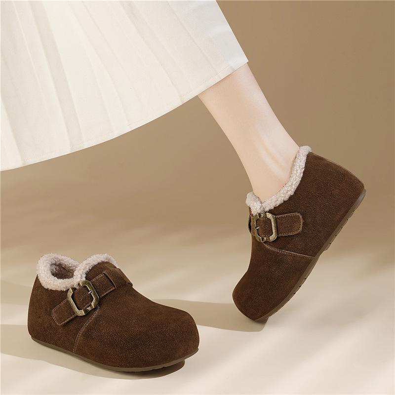 New casual fashion versatile one-pedal Boken shoes women's winter velvet thickened warm cotton shoes