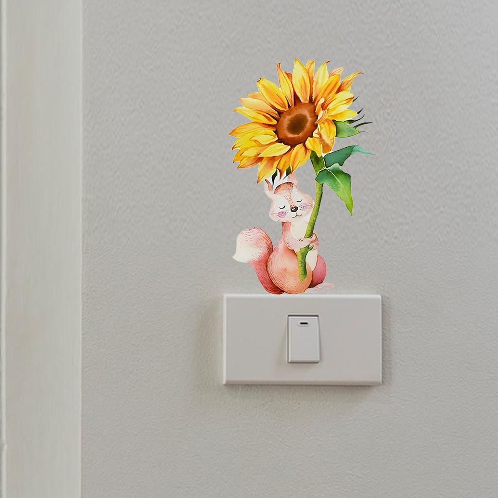 Cute Squirrel Switch Stickers for Living Room & Entryway, Self-Adhesive Animal Wall Decals Home Decor