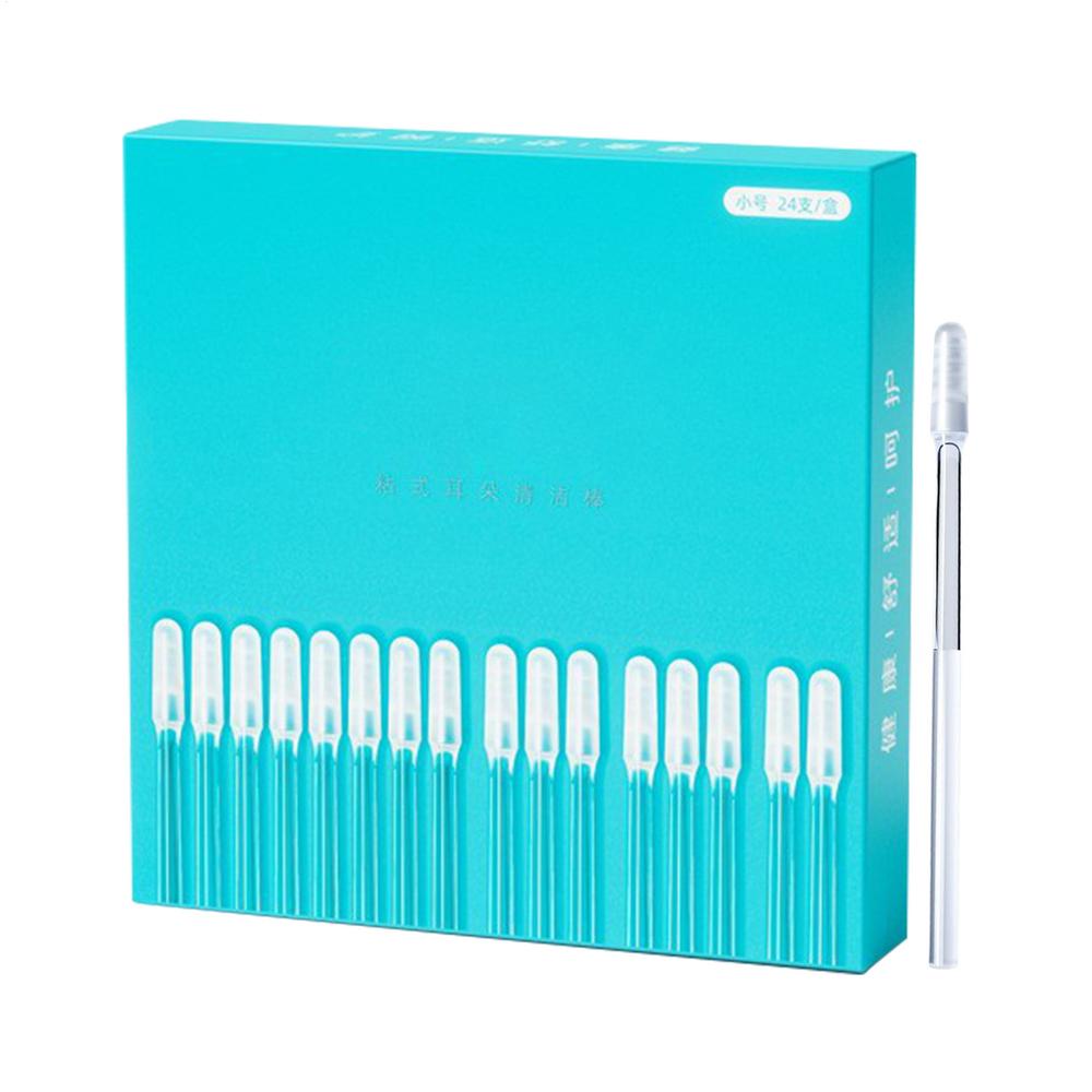 24pcs Sticky Ear Cleaning Stick Soft Adhesive Silicone Remover Ear Cleaning Sticks Sticky Earwax Remover Sticky for Kids & Adult