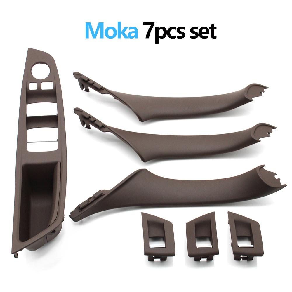 LHD Carbon Fiber Beige Black Interior Door Pull Handle Trim Cover Set For BMW 5 Series F10 F11 F18 520i 523i 525i 528i 535i