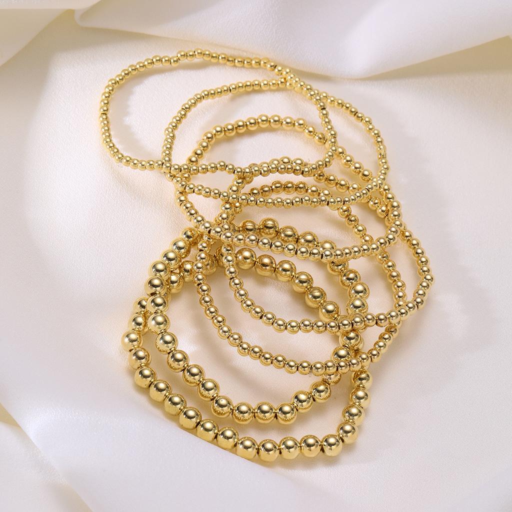 iF ME 7-piece Bracelet Set Handmade Beaded Bracelet Set Couple Beach Style Geometrical Ccb Elastic Jewelry