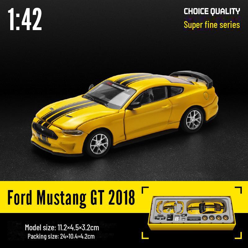 Amber Color 1:42 Ford Mustang GT 2018 Alloy Sedan Sports Car Model - Modified Edition