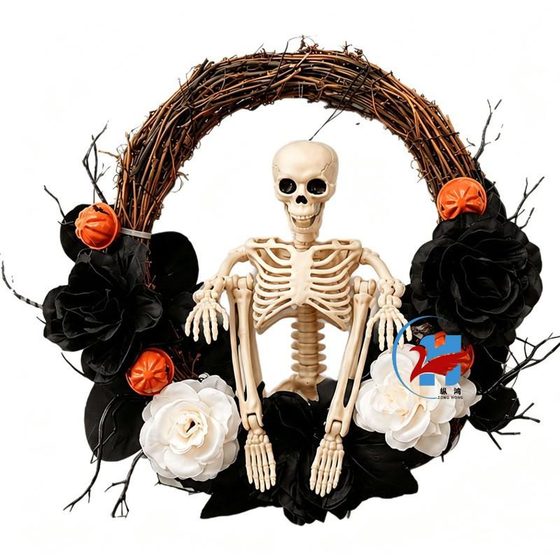 Halloween Wreath With Bell Accents Artificial Floral Door Hanging Decor Home Porch Party Store Display