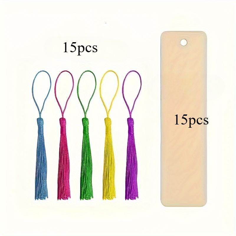Blank Wooden Bookmarks for Crafts and Gift Tags - DIY Wood Craft Bookmark Set with Colorful Tassels, Multipurpose Hang Tags
