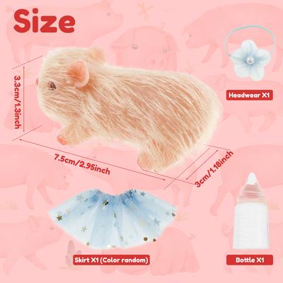 Mini Silicone Pig Doll Toy with Nursing Bottle and Clothing Accessories Realistic Piggy Doll Desktop Ornaments Kids Holiday Gift