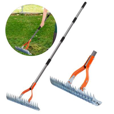 Greblă de plivire Greblă de paie din oțel cu greblă reglabilă cu două fețe, cu mâner lung detașabil, iarbă de grădină