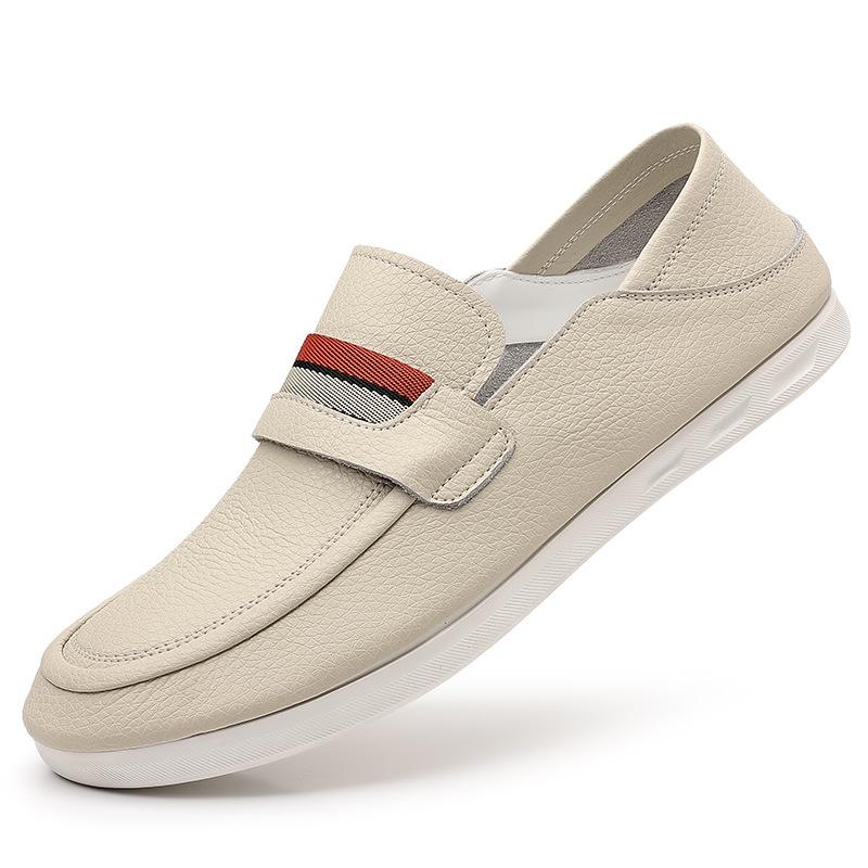 Fashion Solid Color Cow Leather Loafers Men 2025 Spring Autumn New Designer Casual Luxury Shoes Male Fashion Business Board Shoes Man