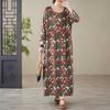 Printed Loose Thin Long Dress Large Size Long-sleeved Middle-aged and Elderly Dresses