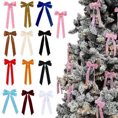 6 Stück Samtband Schleife Krawatte Weihnachtsbaumschmuck Weihnachtsornamente für Heimparty Girlande