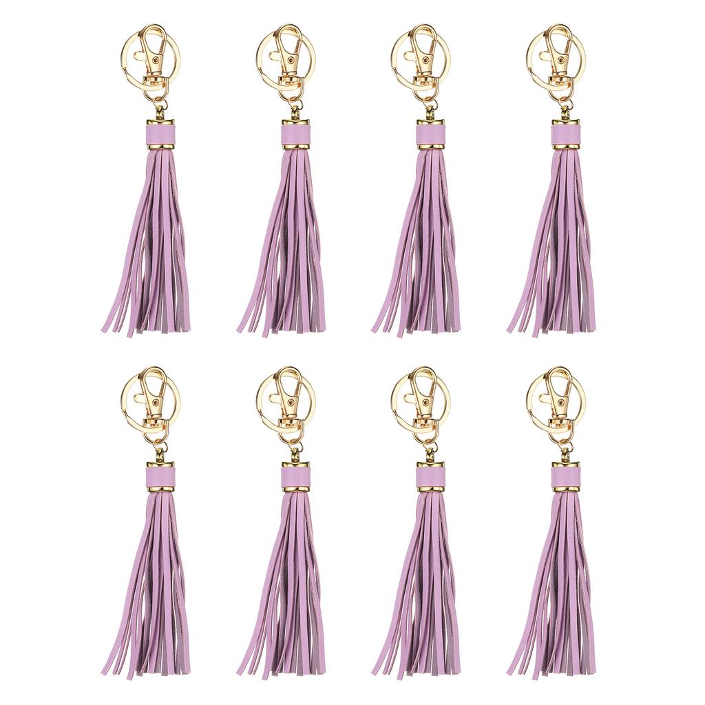 8pcs PU Leather Tassels PU Tassels with Key Rings Tassel Curtain Bag Tassel for Jewelry Making Phone Straps Handbag DIY Crafts