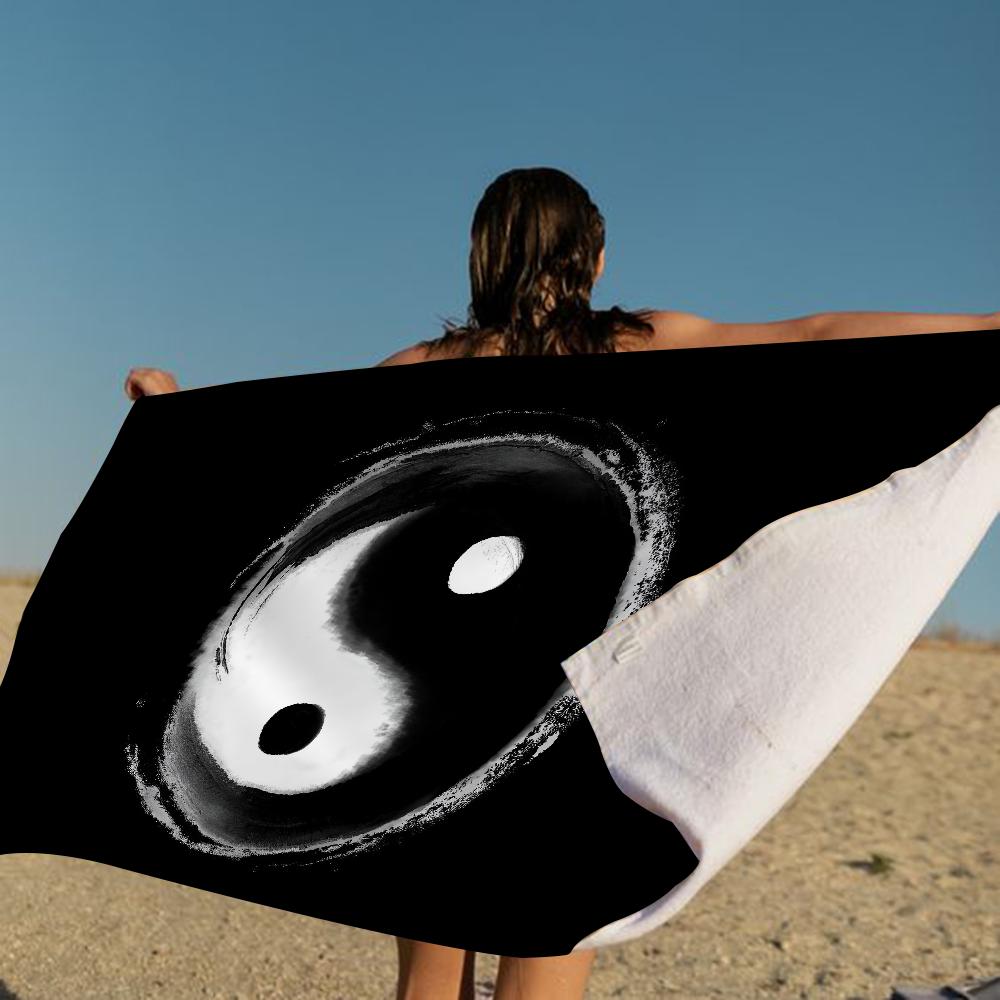 Nature Yin Yang Chinese Tai Chi Bagua Microfiber Blanket Quick Drying Beach Towels Printing Super Absorbent Pool Towel Blanket