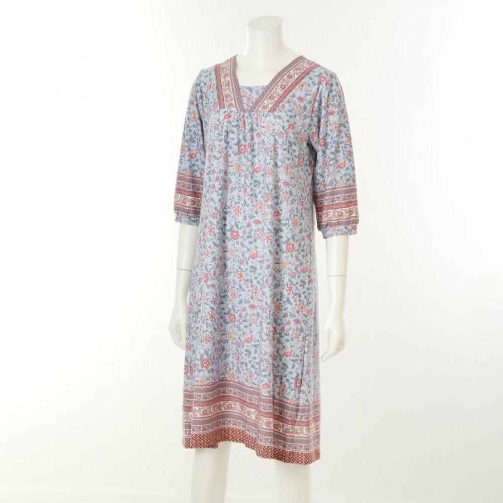 Venus Stretchy Cozy Flower Border Loungewear Dress Veva104l