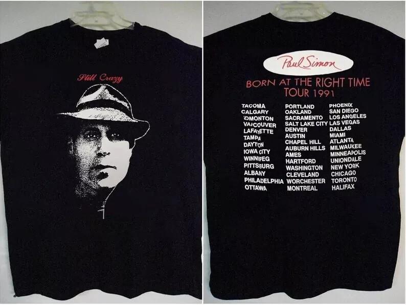 Paul Simon Still Crazy Born At The Right Time Tour 1991 T-Shirt, Paul Simon Unisex T-Shirt S