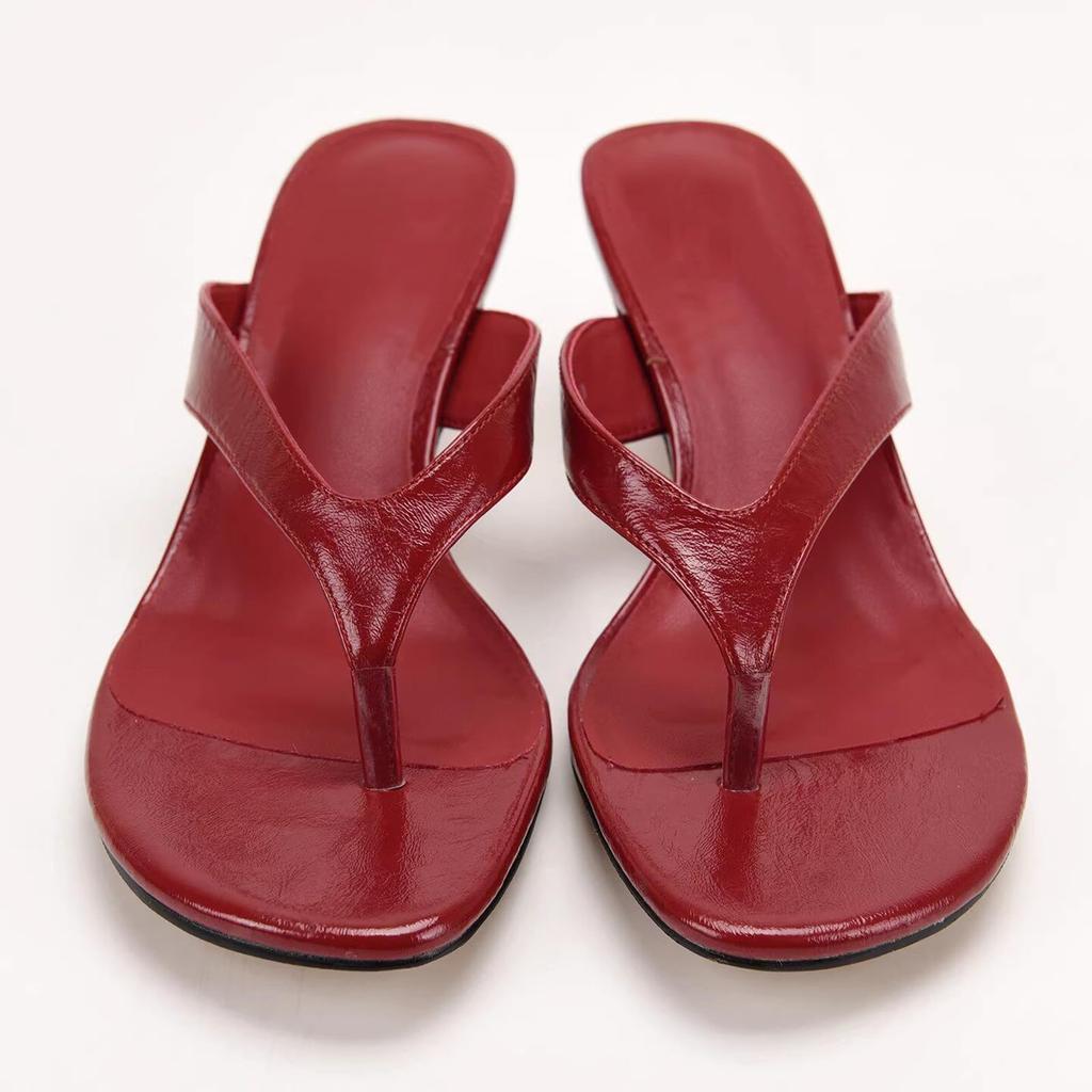 Minimalist Toe Thong Sandals for Women Summer Outdoor Wear Kitten Heel Slip On Open Toe Casual Slippers