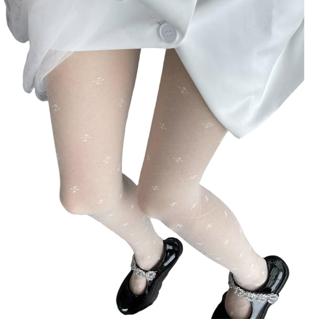 Feminine Stretch Pantyhose with Four Leaf Motifs Lightweight Thin Sheer Mesh Tights Stockings For Women Hosiery