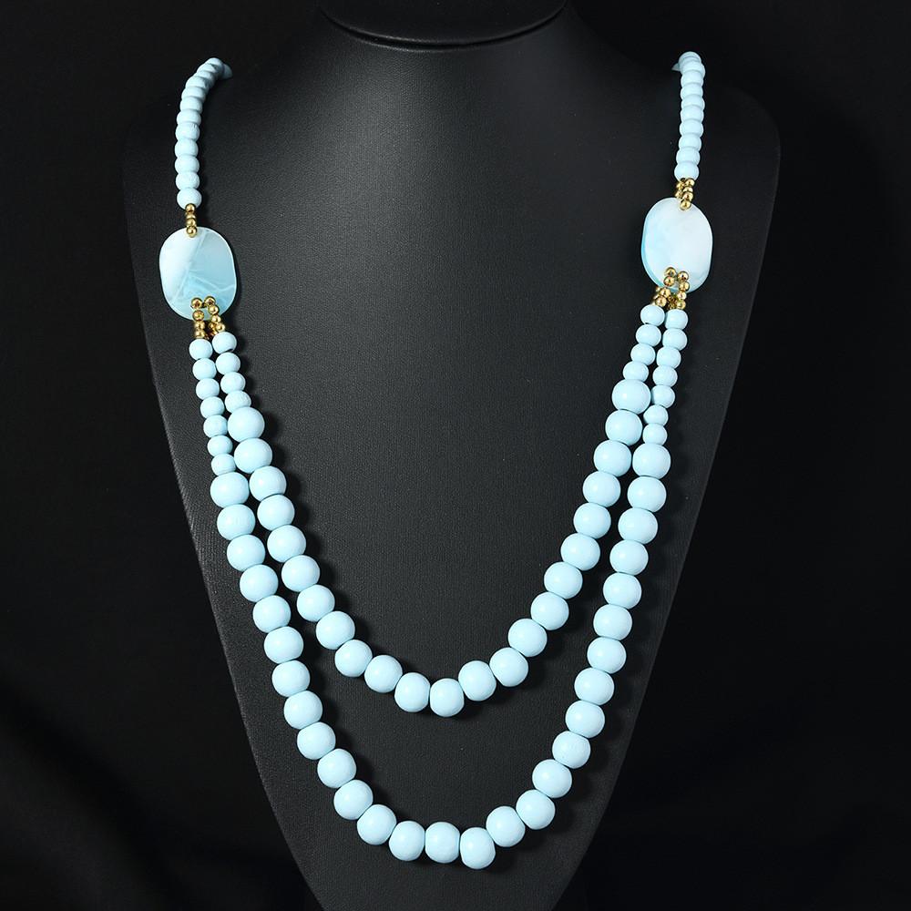 Bohemian Wooden Bead Shell Necklace With Handcrafted Chain For Summer Travel Accessories Women