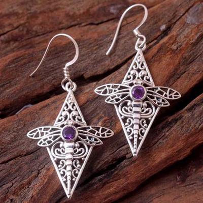 Animal Jewelry Women's Day Gift, Silver Jewelry Handmade Earring Dragonfly Jewelry